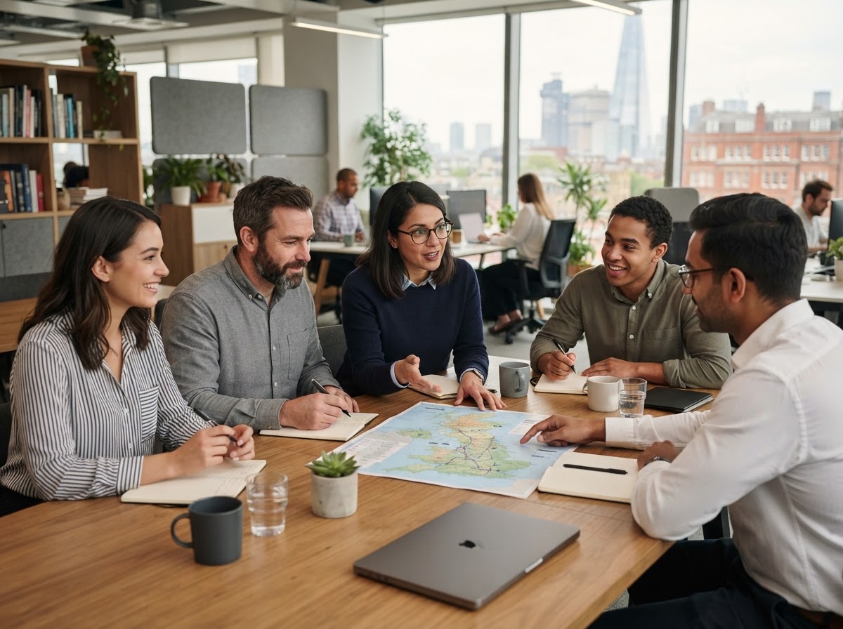 Delta Merithaven team reviewing market analysis data